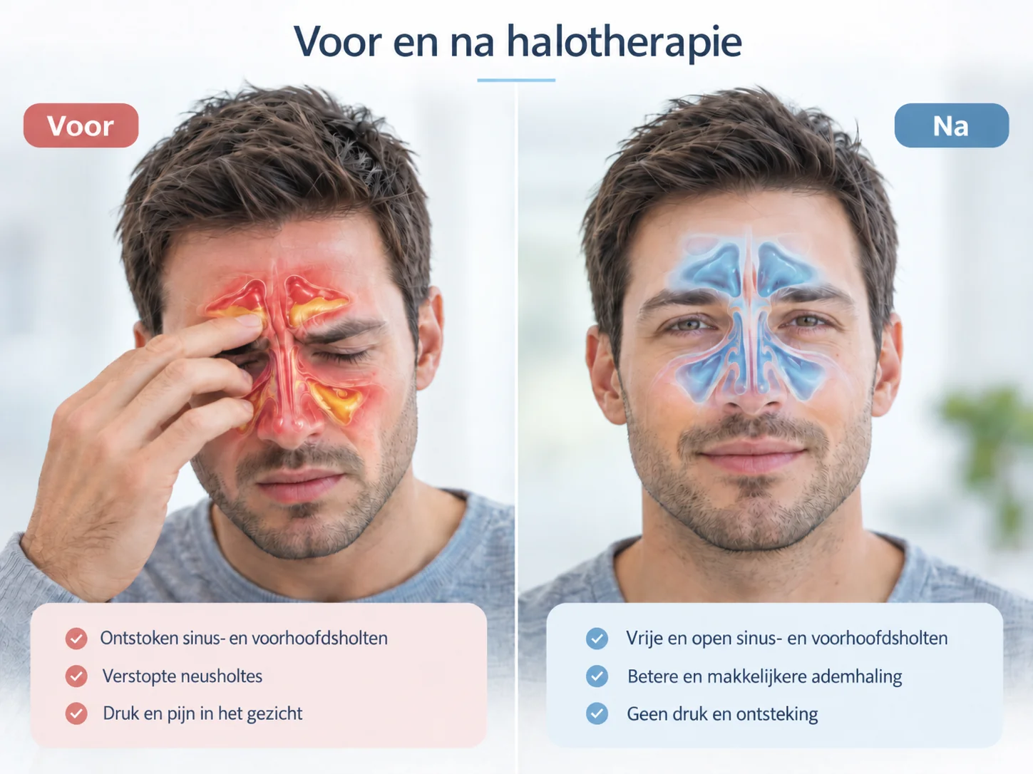 Voor en na halotherapie - Sinusverlichting