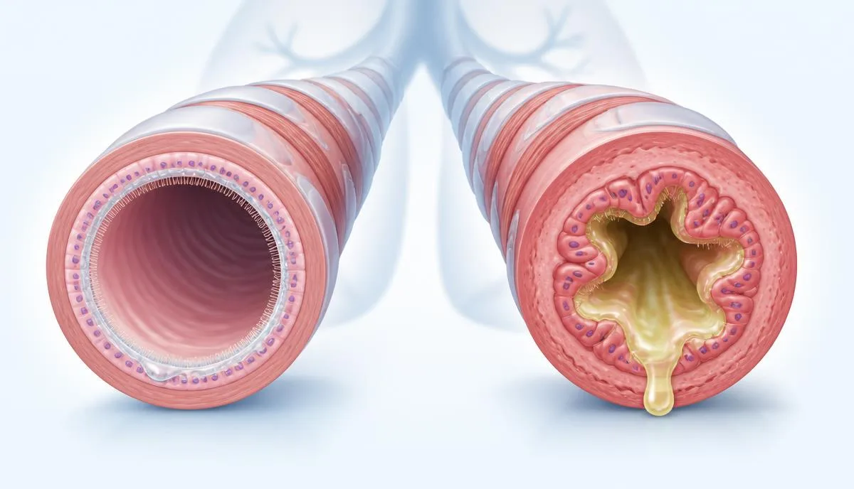 Illustratie van longen en luchtwegen bij COPD bij een pagina over ervaringen met halotherapie