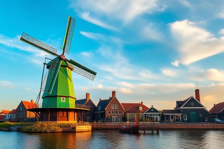 Zaanse Schans met groene Hollandse windmolen — omgeving HaloClinic Zaandam
